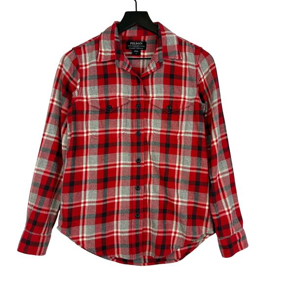 Filson Womens Flannel Shirt Plaid Button Up Tartan Red Cotton - Size S - Picture 1 of 10